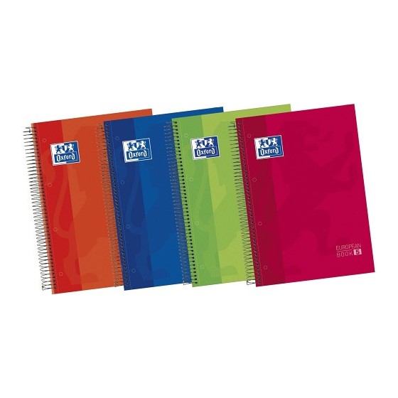 CUADERNO EUROPEANBOOK 5 TAPA EXTRADURA A4+ 120 HOJAS 5X5 COLORES VIVOS 50% HOJAS GRATIS OXFORD 100430279 (x5 unidades)