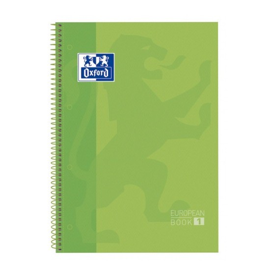 CUADERNO EUROPEANBOOK 1 TAPA EXTRADURA A4+ 80 HOJAS 5X5 COLOR VERDE MANZANA OXFORD 100430199 (x5 unidades)