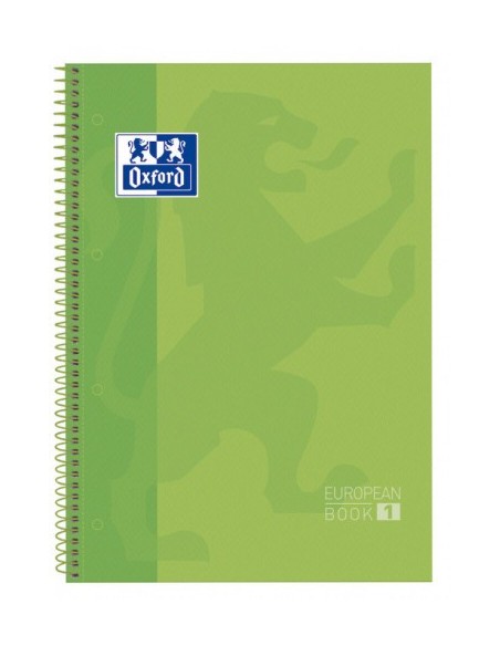 CUADERNO EUROPEANBOOK 1 TAPA EXTRADURA A4+ 80 HOJAS 5X5 COLOR VERDE MANZANA OXFORD 100430199 (x5 unidades)