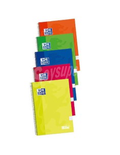 CUADERNO TAPA EXTRADURA FOLIO 80 HOJAS 4X4 COLORES SURTIDOS OXFORD 400122760 (x5 unidades)