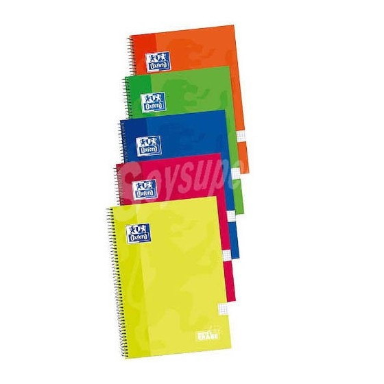 CUADERNO TAPA EXTRADURA FOLIO 80 HOJAS 4X4 COLORES SURTIDOS OXFORD 400122760 (x5 unidades)