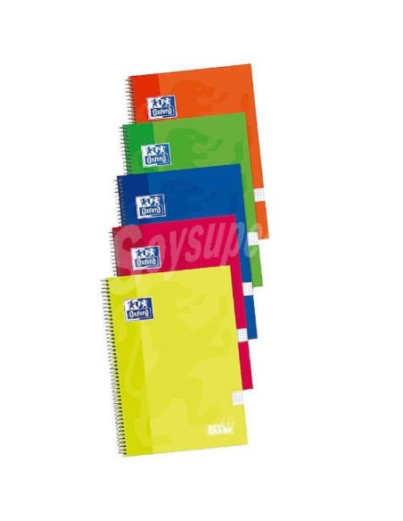 CUADERNO TAPA EXTRADURA FOLIO 80 HOJAS 4X4 COLORES SURTIDOS OXFORD 400122760 (x5 unidades)
