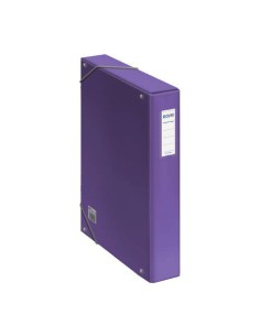 CAJAS DE PROYECTOS CARTÓN FORRADO LOMO DE 5 CM MORADO CON ETIQUETA 245X350X50 DOHE 10363