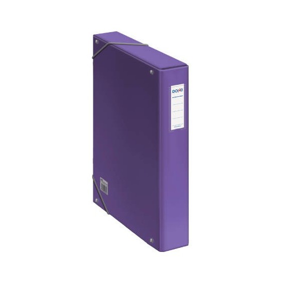 CAJAS DE PROYECTOS CARTÓN FORRADO LOMO DE 5 CM MORADO CON ETIQUETA 245X350X50 DOHE 10363