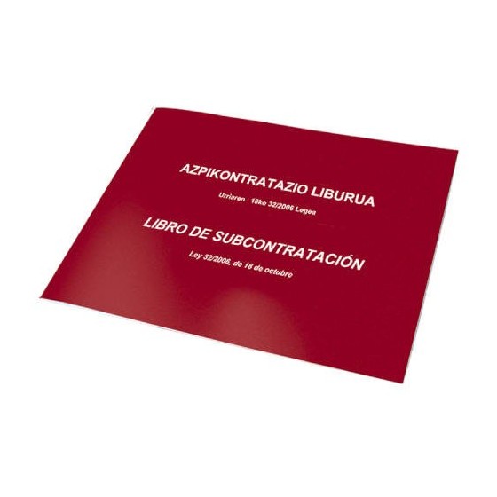 LIBRO DE SUBCONTRATACION EUSKERA/CASTELLANO A4 APAISADO 10 HOJAS NUMERADAS DOHE 09992