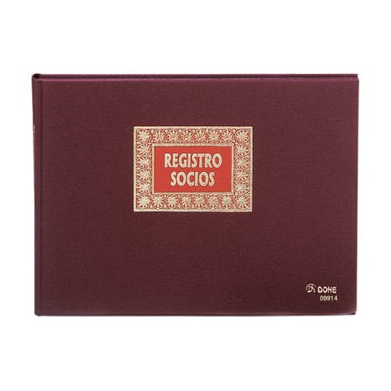 LIBRO DE REGISTROS REGISTRO SOCIOS FOLIO APAISADO 100 HOJAS NUMERADAS DOHE 09914