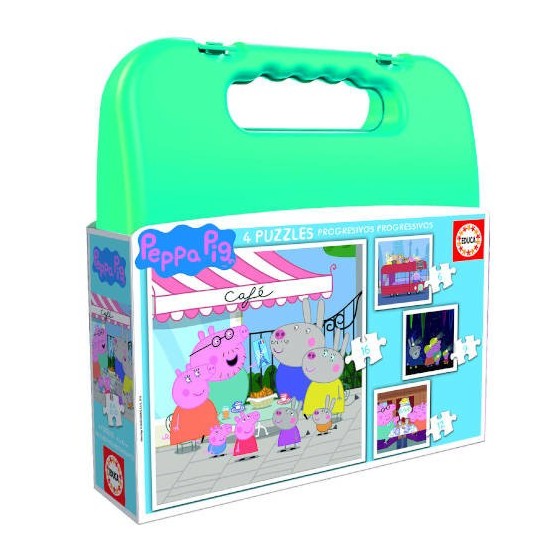 MALETA PUZZLES PROGRESIVOS PEPPA PIG 6-9-12-16 DE 3-5 AÑOS EDUCA BORRAS 18112