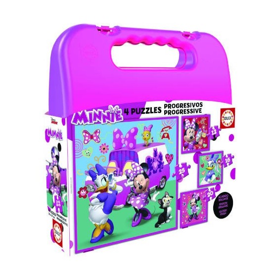 MALETA PUZZLES PROGRESIVOS MINNIE HAPPY HELPERS 12-16-20-25 DE 3-5 AÑOS EDUCA BORRAS 17638