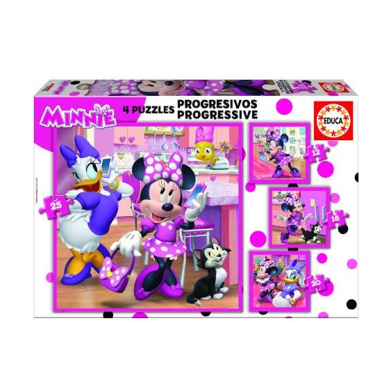 PUZZLE PROGRESIVOS MINNIE HAPPY HELPERS 12-16-20-25 DE 3-5 AÑOS EDUCA BORRAS 17630