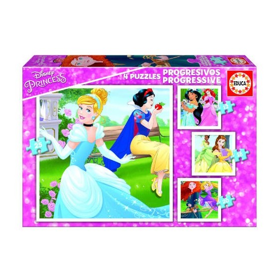 PUZZLE PROGRESIVOS PRINCESAS DISNEY 12-16-20-25 DE 3-5 AÑOS EDUCA BORRAS 17166