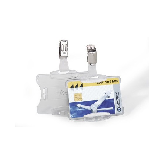 CAJA DE 25 IDENTIFICADORES PARA TARJETAS SEGURIDAD SIMPLE CON PINZA 54X85MM  DURABLE 8118-19