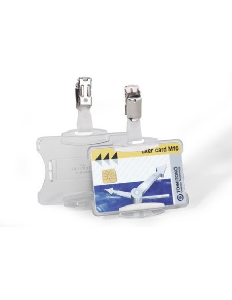 CAJA DE 25 IDENTIFICADORES PARA TARJETAS SEGURIDAD SIMPLE CON PINZA 54X85MM  DURABLE 8118-19