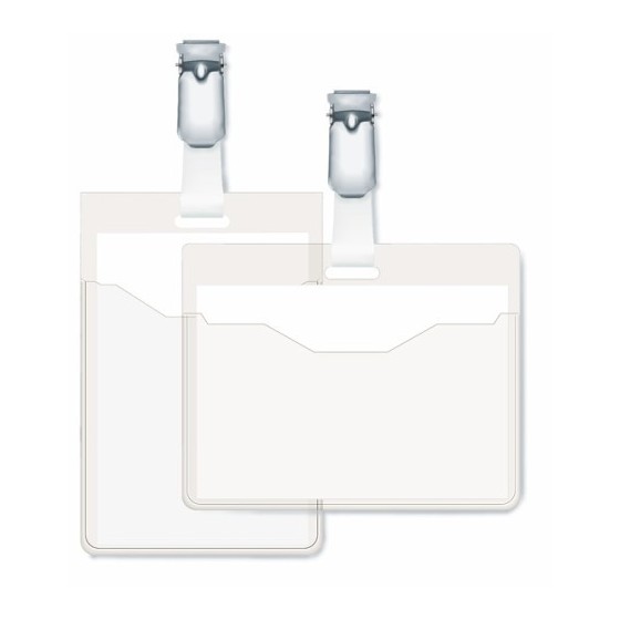 CAJA DE 25 IDENTIFICADORES CON PINZA TRANSPARENTE 60X90 DURABLE 8106-19