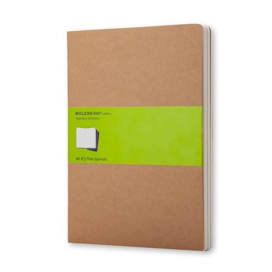 SET DE 3 LIBRETAS CAHIER MARRÓN KRAFT XL (19X25CM) LISAS MOLESKINE QP423