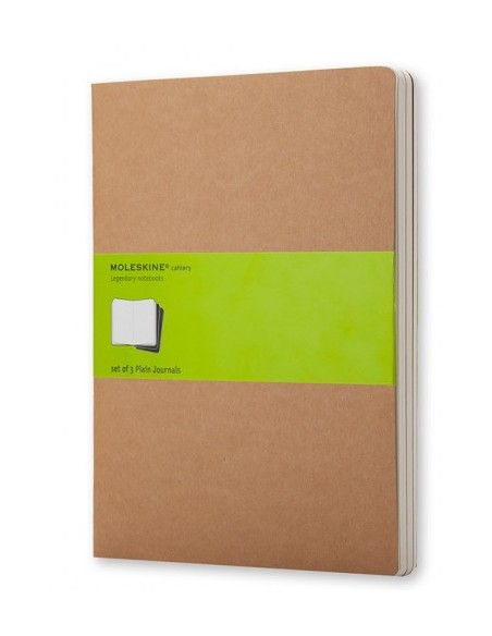 SET DE 3 LIBRETAS CAHIER MARRÓN KRAFT XL (19X25CM) LISAS MOLESKINE QP423