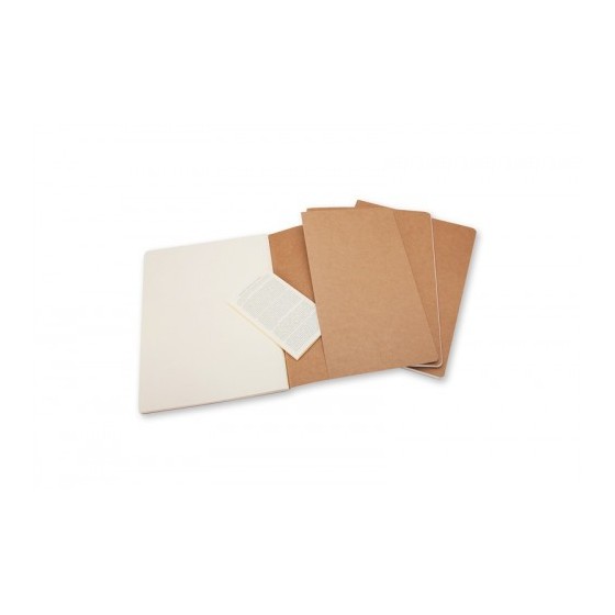 SET DE 3 LIBRETAS CAHIER MARRÓN KRAFT XL (19X25CM) LISAS MOLESKINE QP423