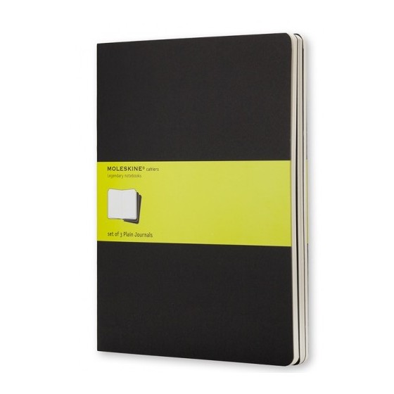 SET DE 3 LIBRETAS CAHIER NEGRAS XL (19X25CM) LISAS MOLESKINE QP323