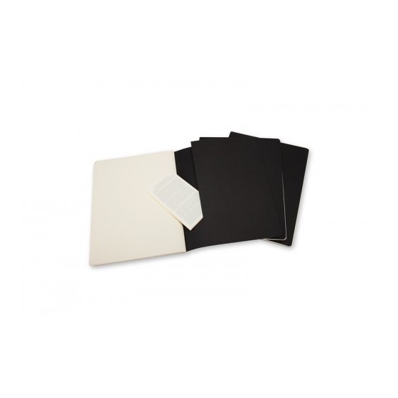 SET DE 3 LIBRETAS CAHIER NEGRAS XL (19X25CM) LISAS MOLESKINE QP323