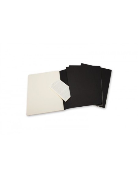 SET DE 3 LIBRETAS CAHIER NEGRAS XL (19X25CM) LISAS MOLESKINE QP323