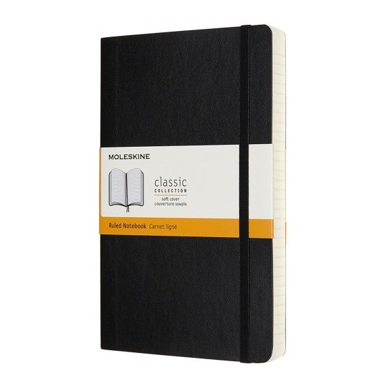 LIBRETA CLASICA MAYOR GROSOR NEGRA L (13X21CM) RAYADA TAPA BLANDA MOLESKINE QP616EXP