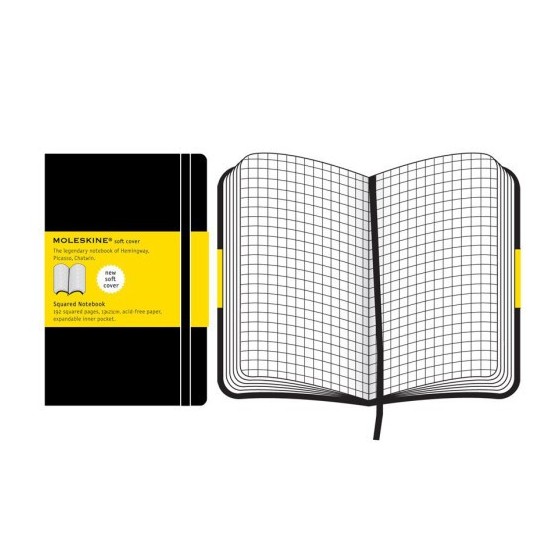LIBRETA CLASICA TAPA BLANDA NEGRA L (13X21CM) CUADRICULADA MOLESKINE QP617