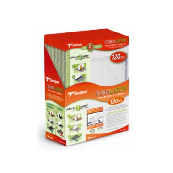 BLISTER 5 FUNDAS DE FORRO CON 2 SOLAPAS AJUSTABLES 30 CM SADIPAL 02217