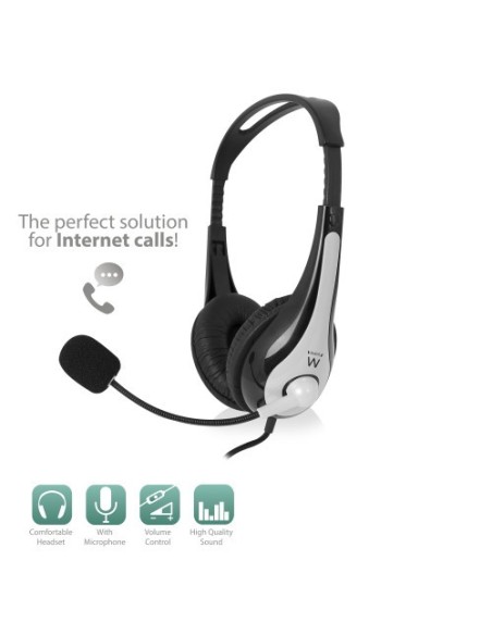 Ewent EW3562 auricular y casco Auriculares Diadema Negro, Plata