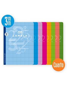 LIBRETA CUARTO 50 HOJAS RAYADO 3 MM-COLORES SURTIDOS LAMELA 06C003 (x10 unidades)