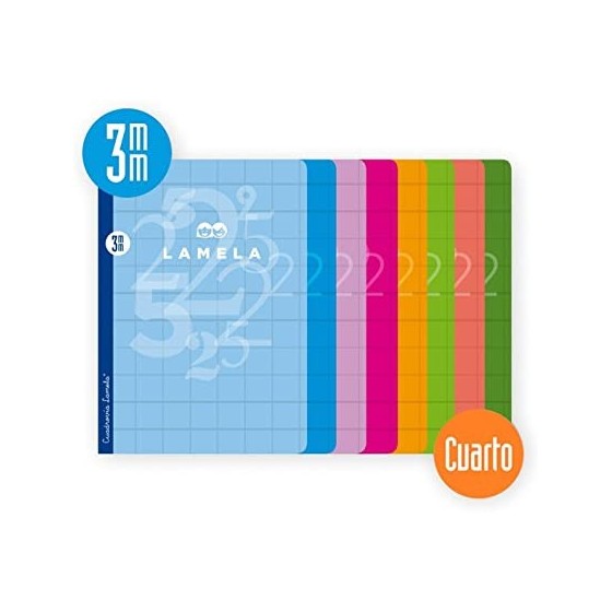 LIBRETA CUARTO 50 HOJAS RAYADO 3 MM-COLORES SURTIDOS LAMELA 06C003 (x10 unidades)