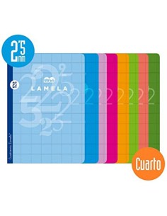 LIBRETA CUARTO 50 HOJAS RAYADO 2,5 MM-COLORES SURTIDOS LAMELA 06C002 (x10 unidades)