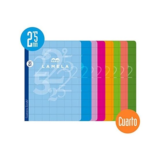 LIBRETA CUARTO 50 HOJAS RAYADO 2,5 MM-COLORES SURTIDOS LAMELA 06C002 (x10 unidades)