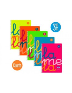 CUADERNO CUARTO FLÚOR POLIPROPILENO RAYADO 3 MM.COLORES SURTIDOS LAMELA 7CTP003S (x5 unidades)