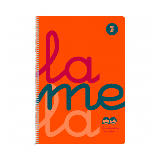 CUADERNO FOLIO PLASTIC RAYADO 3 MM 80 HOJAS 90 GRS NARANJA LAMELA 7FTP003N (x5 unidades)