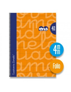 CUADERNO FOLIO FORRADO RAYADO 4 MM NARANJA LAMELA 7FTE004N (x5 unidades)