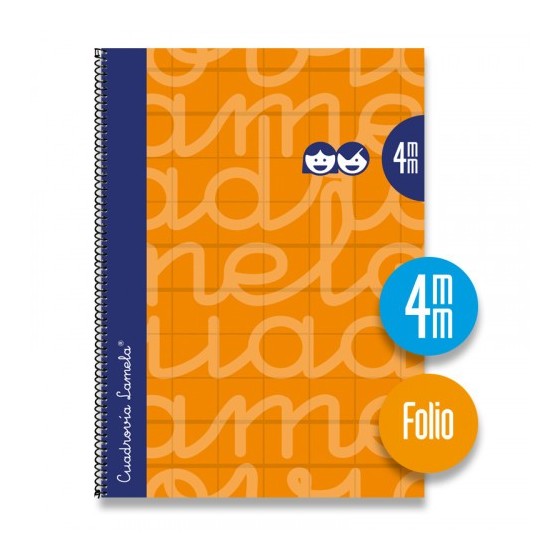 CUADERNO FOLIO FORRADO RAYADO 4 MM NARANJA LAMELA 7FTE004N (x5 unidades)