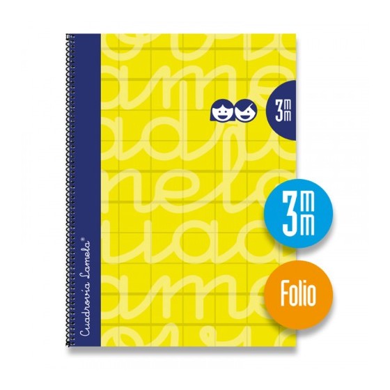 CUADERNO FOLIO FORRADO RAYADO 3 MM AMARILLO LAMELA 7FTE03AM (x5 unidades)