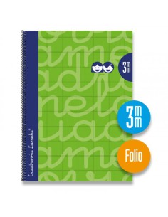 CUADERNO FOLIO FORRADO RAYADO 3 MM VERDE LAMELA 7FTE003V (x5 unidades)