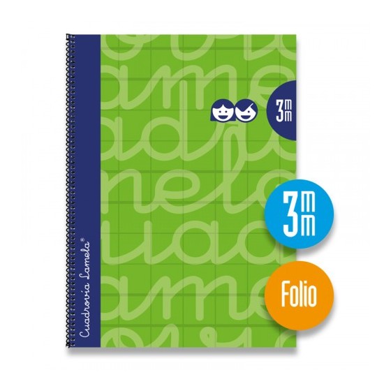 CUADERNO FOLIO FORRADO RAYADO 3 MM VERDE LAMELA 7FTE003V (x5 unidades)