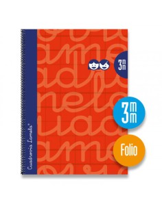 CUADERNO FOLIO FORRADO RAYADO 3 MM ROJO LAMELA 7FTE003R (x5 unidades)