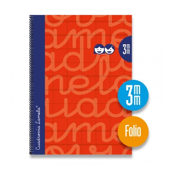 CUADERNO FOLIO FORRADO RAYADO 3 MM ROJO LAMELA 7FTE003R (x5 unidades)