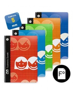 CUADERNO BASICO FORMATO FOLIO 80 HOJAS RAYADO 5 MM SURTIDOS LAMELA 07F005 (x10 unidades)
