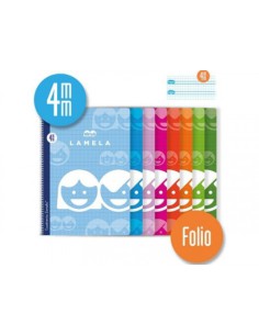 CUADERNO BASICO FORMATO FOLIO 80 HOJAS RAYADO 4 MM SURTIDOS LAMELA 07F004 (x10 unidades)