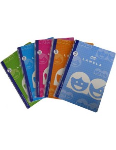 CUADERNO BASICO FORMATO FOLIO 80 HOJAS RAYADO 3 MM SURTIDOS LAMELA 07F003 (x10 unidades)