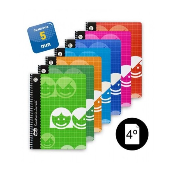 CUADERNO BASICO FORMATO 4º 40 HOJAS RAYADO 5 MM SURTIDOS LAMELA 07005 (x10 unidades)