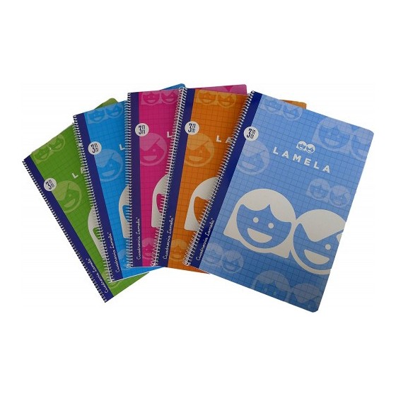 CUADERNO BASICO FORMATO 4º 40 HOJAS RAYADO 3 MM SURTIDOS LAMELA 07003 (x10 unidades)