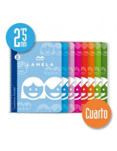 CUADERNO BASICO FORMATO 4º 40 HOJAS RAYADO 2,5 MM SURTIDOS LAMELA 07002 (x10 unidades)