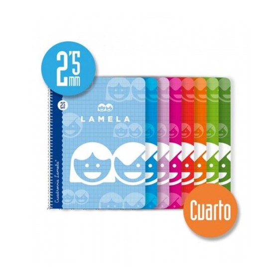 CUADERNO BASICO FORMATO 4º 40 HOJAS RAYADO 2,5 MM SURTIDOS LAMELA 07002 (x10 unidades)