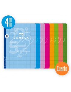 LIBRETA CUBIERTA BASICA FORMATO A4 RAYADO 4 MM 50 HOJAS SURTIDOS LAMELA 06A4004 (x10 unidades)