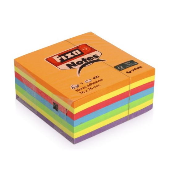 CUBO 400 NOTAS ADHESIVAS 76X76MM NEON FIXO 65005483