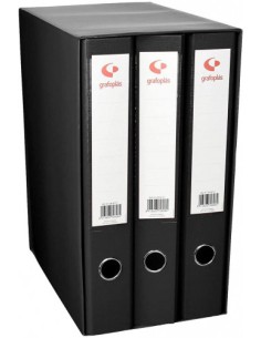 MÓDULO 3 CARPETAS 2 ANILLAS 40 MM NEGRO FOLIO 290X350X180 GRAFOPLAS 7284310
